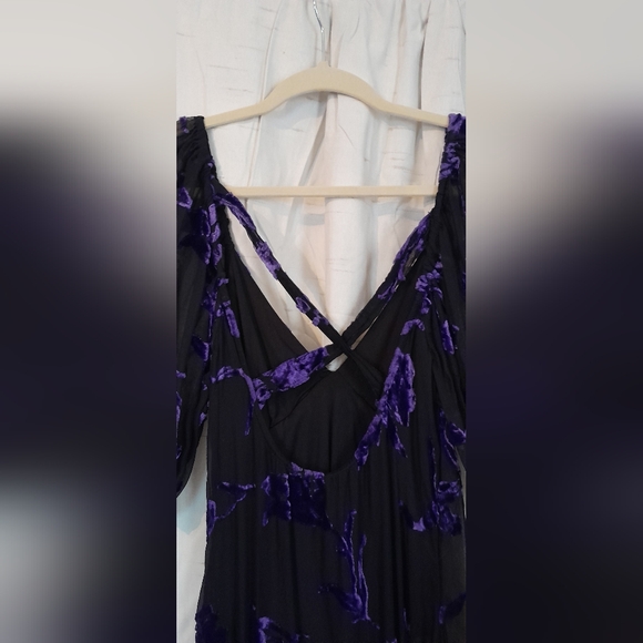 Free People Dahlia Maxi Dress Velvet Mesh Purple - Picture 7 of 8